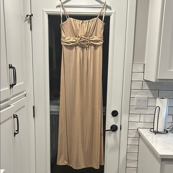 Jessica McClintock Vintage Elegant Gold Shimmer Evening Dress Gown Made in USA - Picture 1 of 16